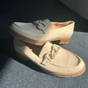 Cream Loafers with Chain Detail